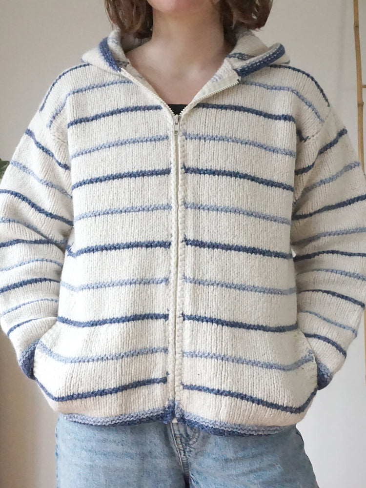 Pachamama Striped Hooded Cardigan - M