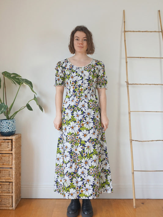 Daisy Patterned Cotton Dress - M