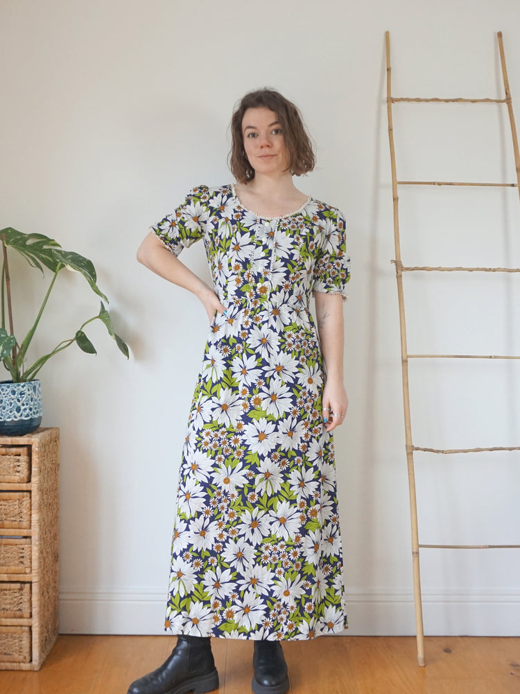 Daisy Patterned Cotton Dress - M
