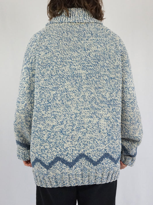 Blue Mixed Yarn Chunky Cardigan - XL