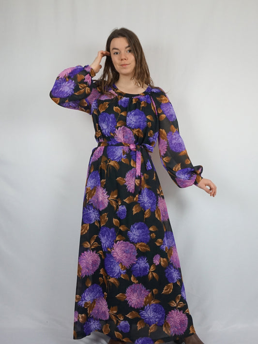 Floral Evening Maxi Dress - L