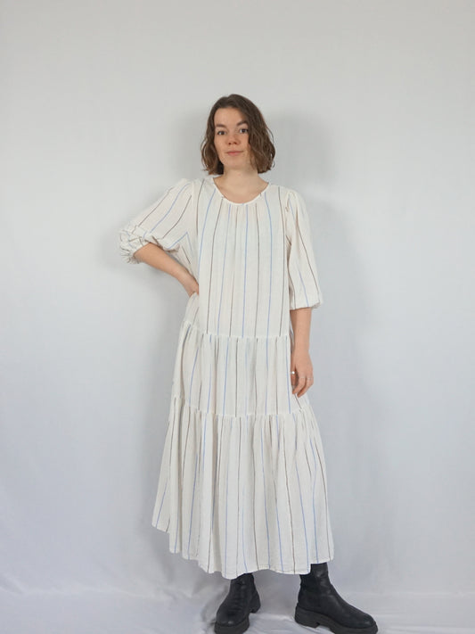 Striped Cheesecloth Maxi Dress - XL