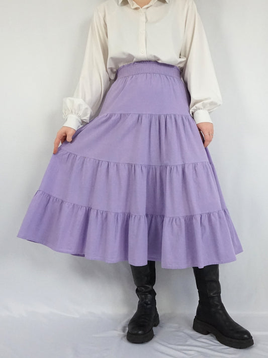 Lilac Tiered Midi Skirt - 27-29"