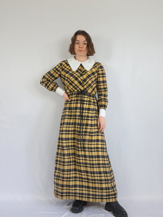 Beagle Collar Checkered Maxi Dress - XS/S