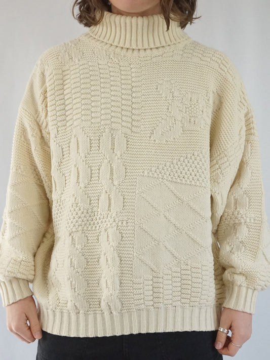Boxy Patchwork Turtleneck Jumper - XL