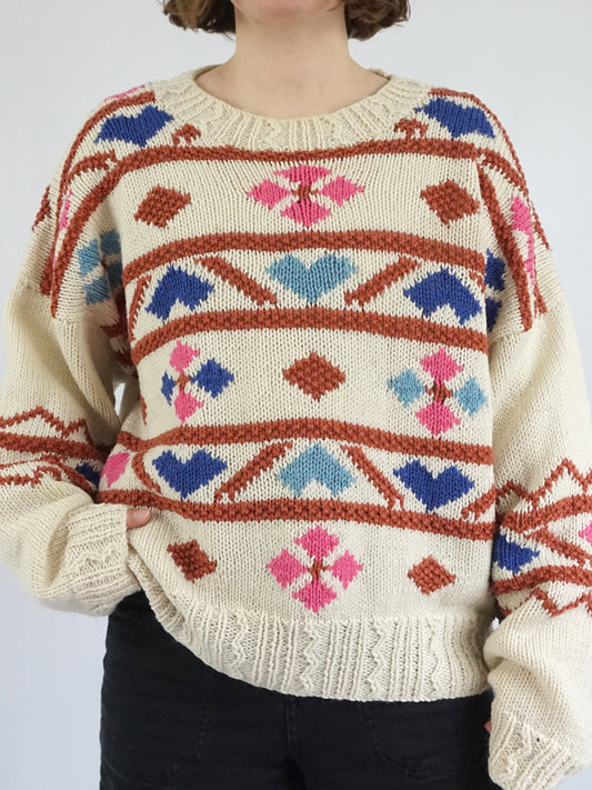 Colourful Patterned Jumper - XL