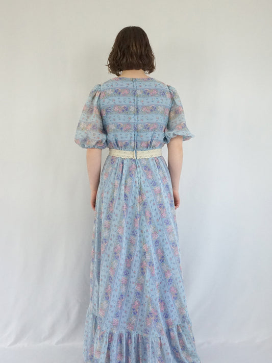 Blue Panelled Prairie Dress - M