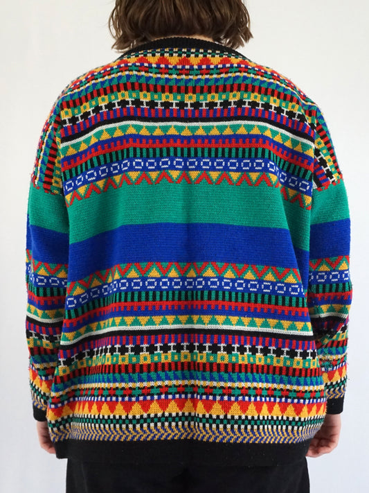 Colourful Funky Patterned Jumper - XL