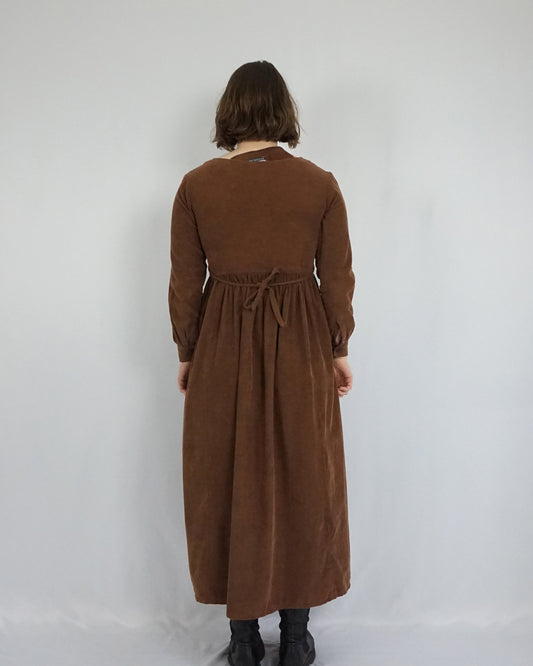 Brown Floral Corduroy Dress - XS/S