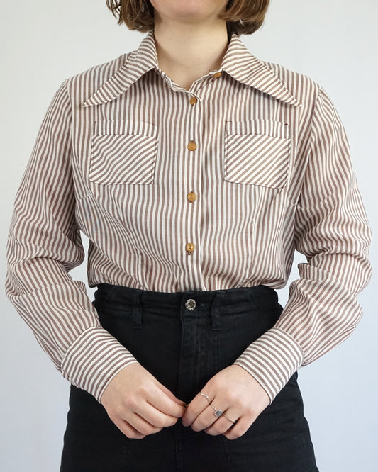 Striped Dagger Collar Shirt - M/L