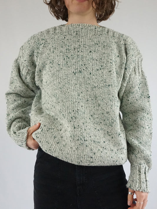 Green & White Speckled Jumper - M/L
