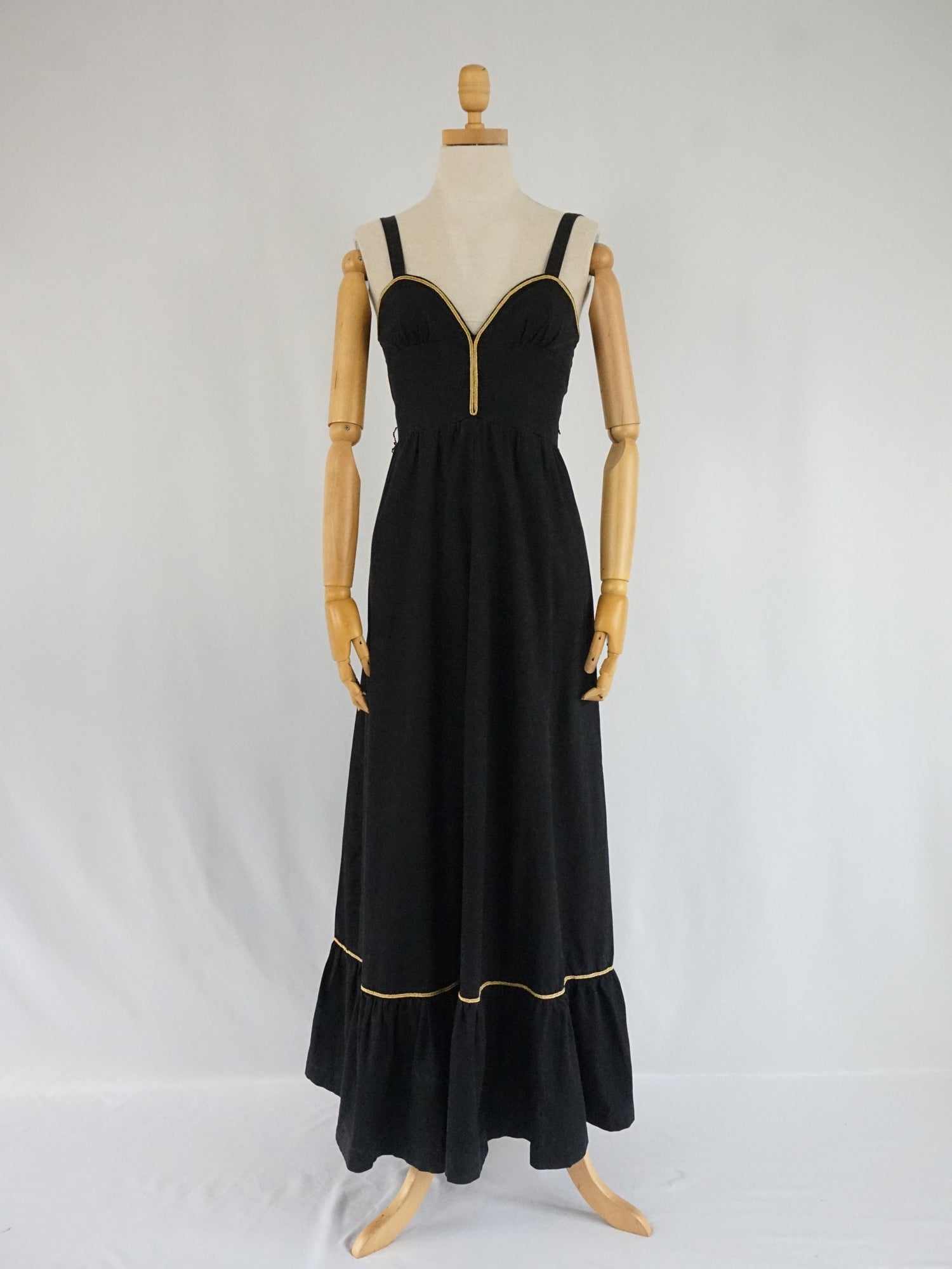 Vintage 70s Black Cotton Sun Dress XS Reloved Studio