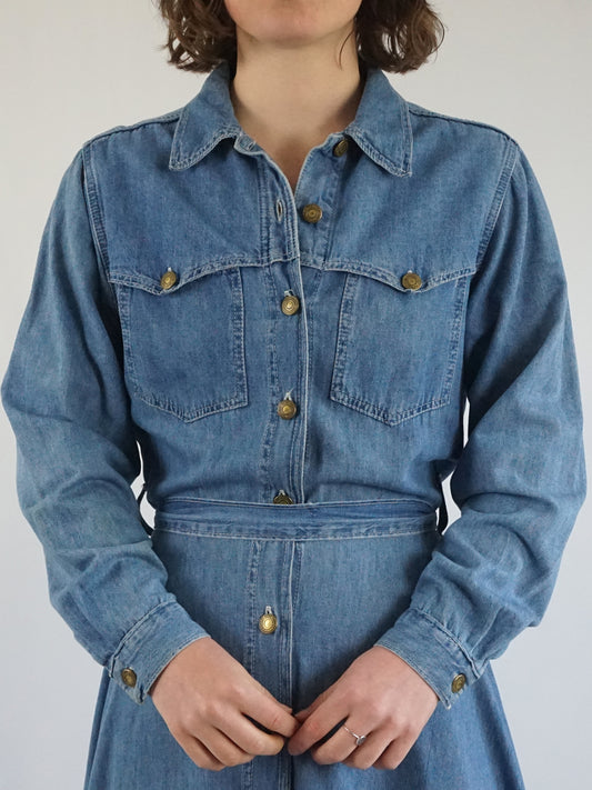 Western Style Denim Dress - M