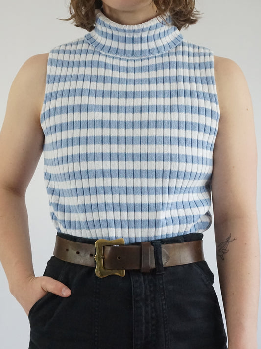 Striped Turtleneck Knitted Top - S