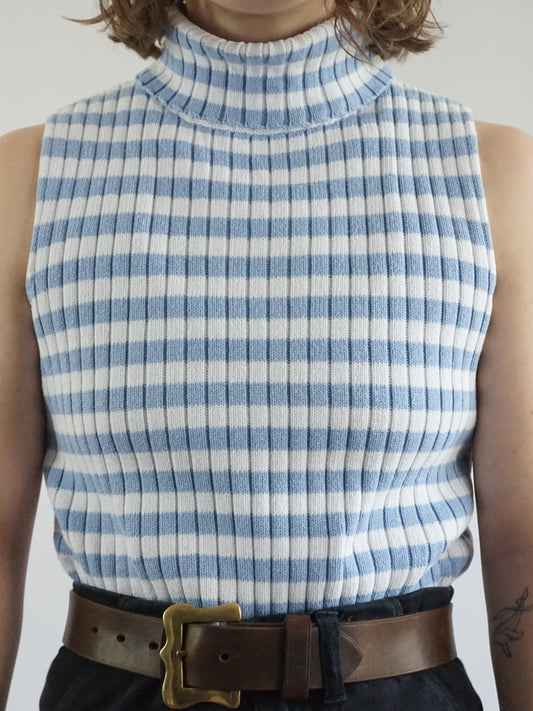 Striped Turtleneck Knitted Top - S