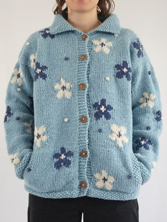 Blue Pachamama Floral Cardigan - XL