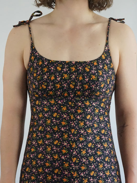 Black Floral Summer Dress - XS
