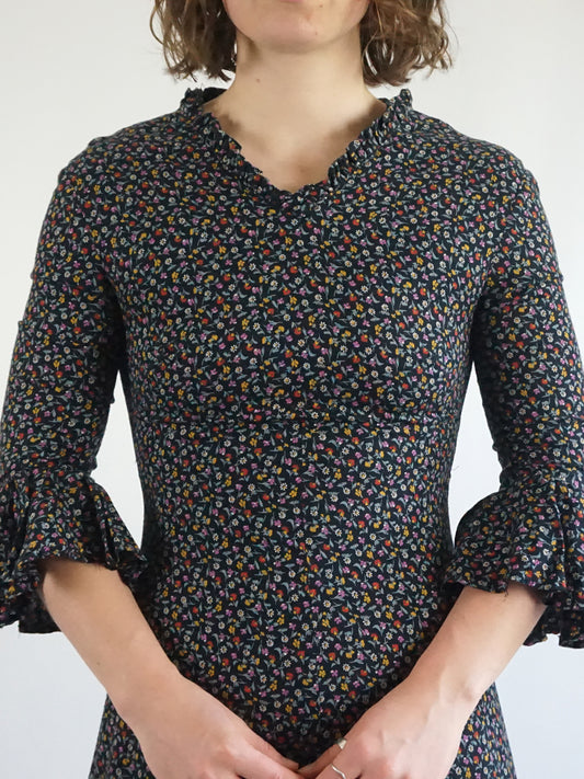 Black Ditsy Floral Maxi Dress - S