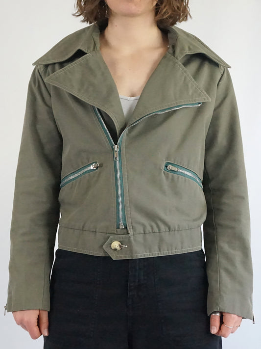 Khaki Biker Jacket - M