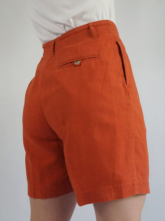Orange Pure Linen Shorts - 28"