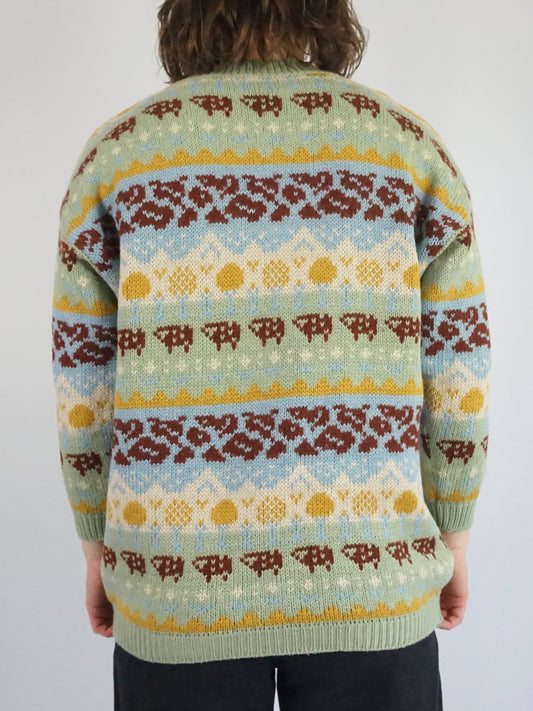 Sage Green Sheep Jumper - M