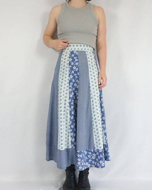 Patchwork Floral Maxi Skirt - 27"
