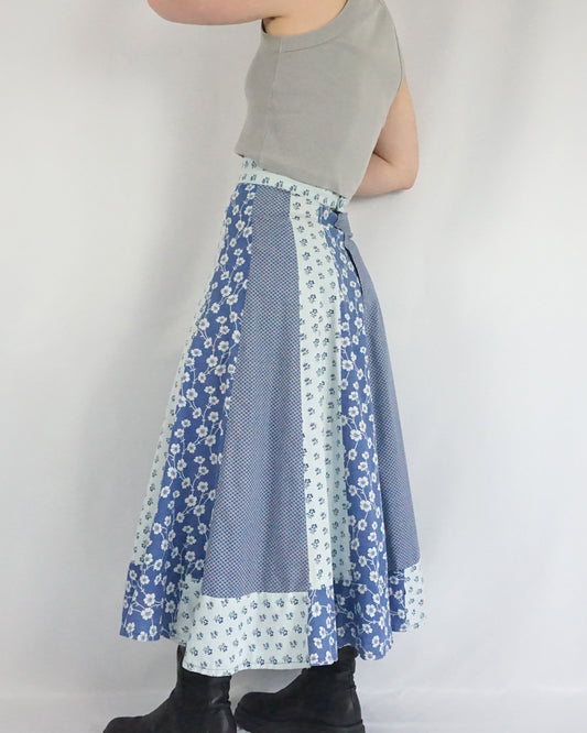 Patchwork Floral Maxi Skirt - 27"