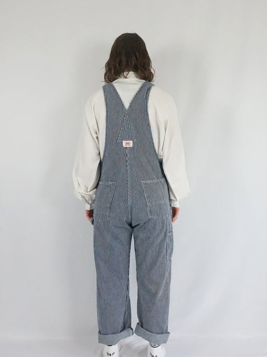 Blue Pinstripe Dungarees - L