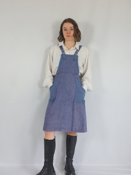 Denim Pinafore Dress - S
