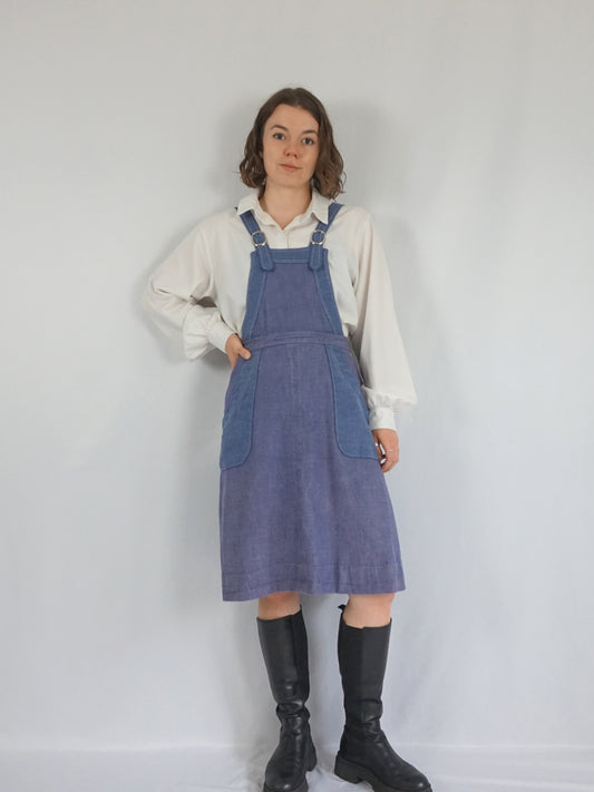 Denim Pinafore Dress - S