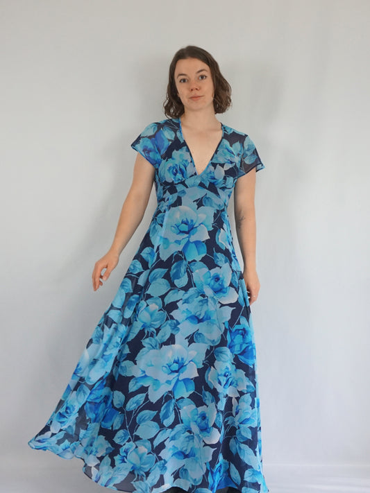 Floral Backless Maxi Dress - XS/S