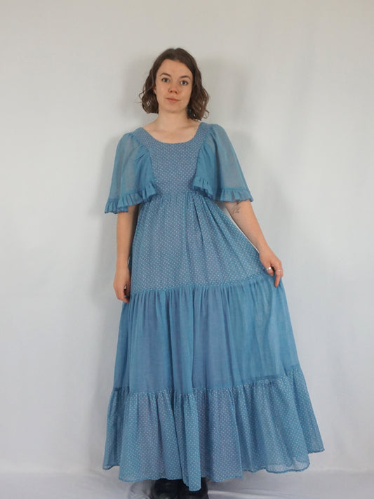 Polka Dot Tiered Maxi Dress - XS
