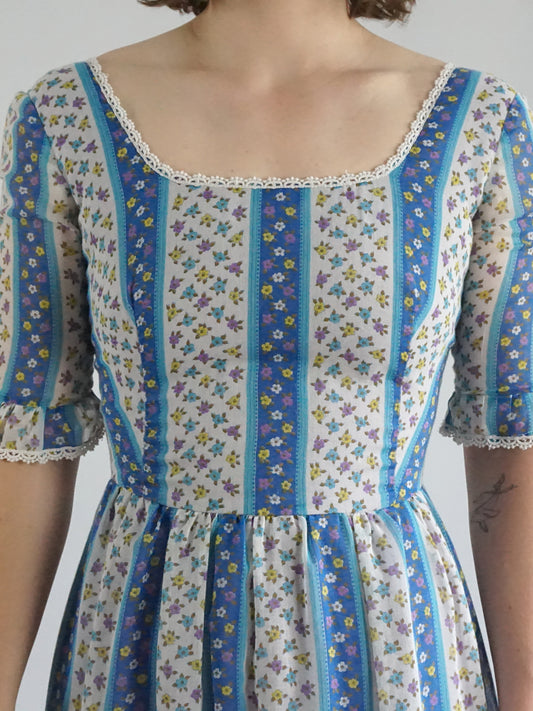 Floral Striped Maxi Dress - XS
