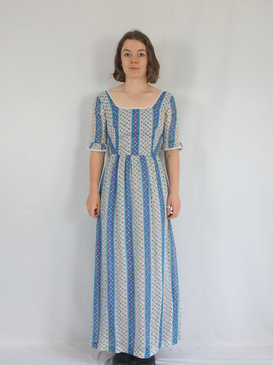 Floral Striped Maxi Dress - XS