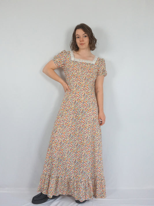 Colourful Ditsy Floral Maxi Dress - M