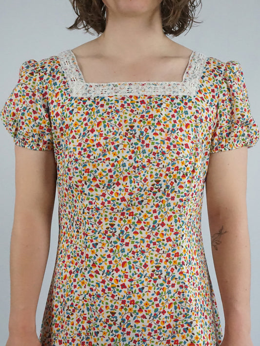 Colourful Ditsy Floral Maxi Dress - M