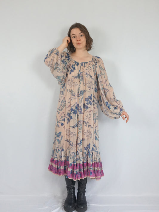 Indian Cotton Balloon Sleeve Dress - M/L