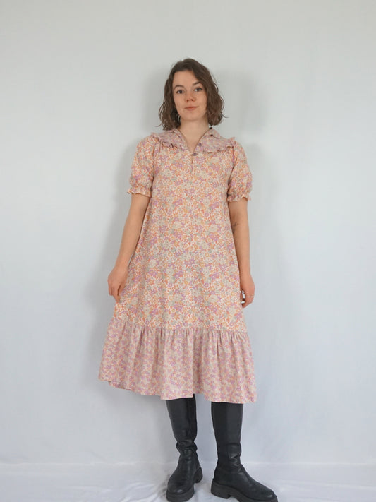Pink Floral Smock Dress - XS