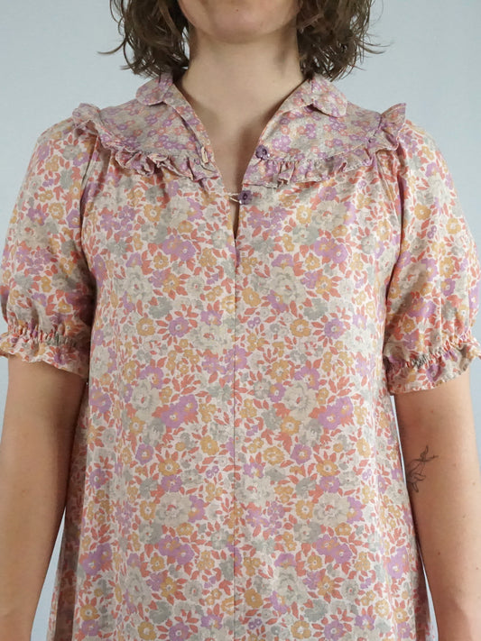 Pink Floral Smock Dress - XS