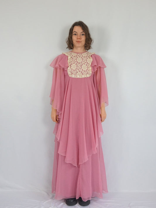 Pink Angel Sleeve Dress - XS