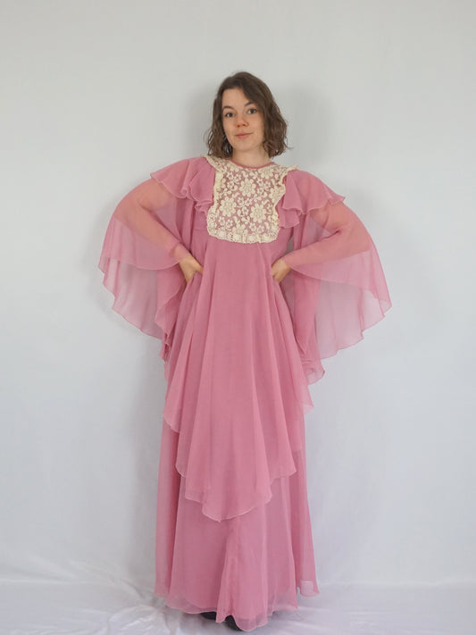 Pink Angel Sleeve Dress - XS