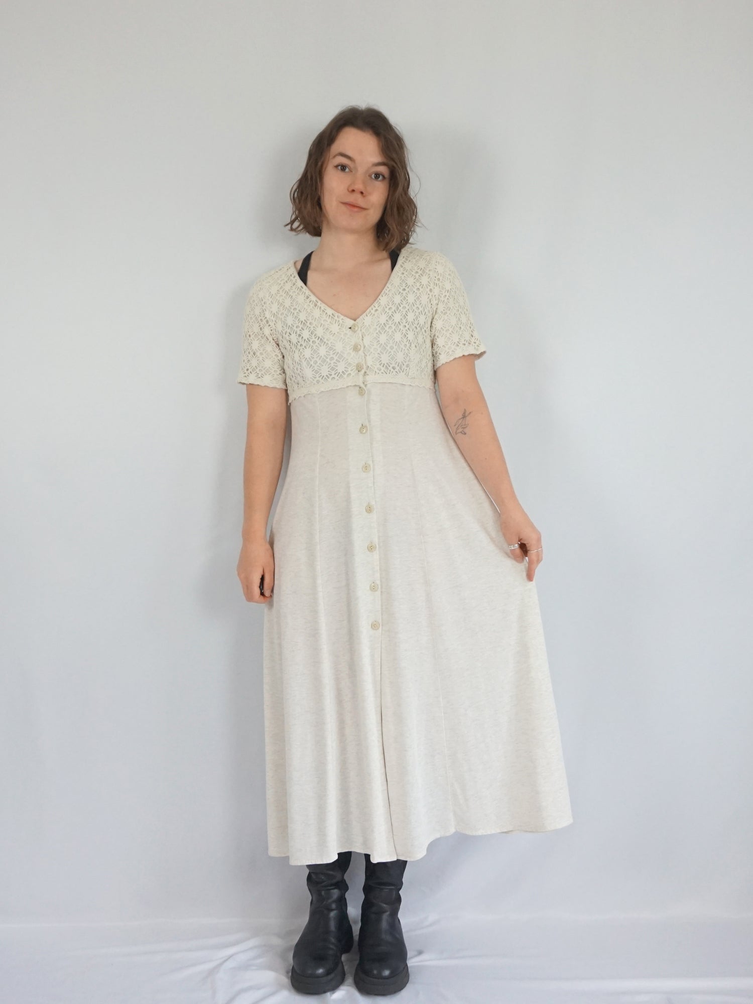 Vintage 90s White Casual Lace Dress - S | Reloved Studio Vintage 90s White Casual Lace Dress - S | Reloved Studio