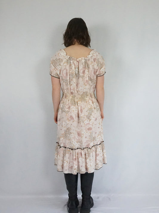 Pink Rose Midi Dress - L