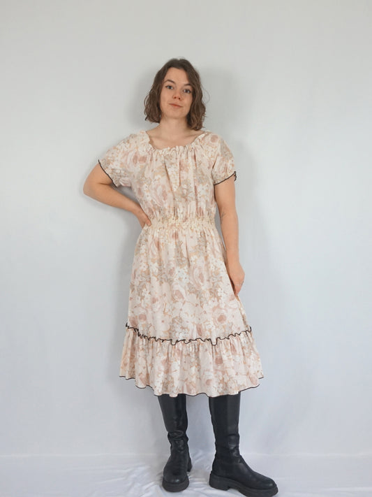 Pink Rose Midi Dress - L