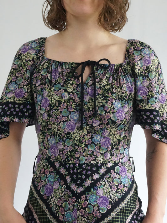 Floral Handkerchief Sleeve Dress - M