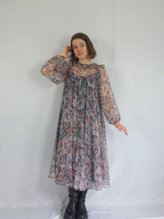 Quad Floral Smock Dress - S