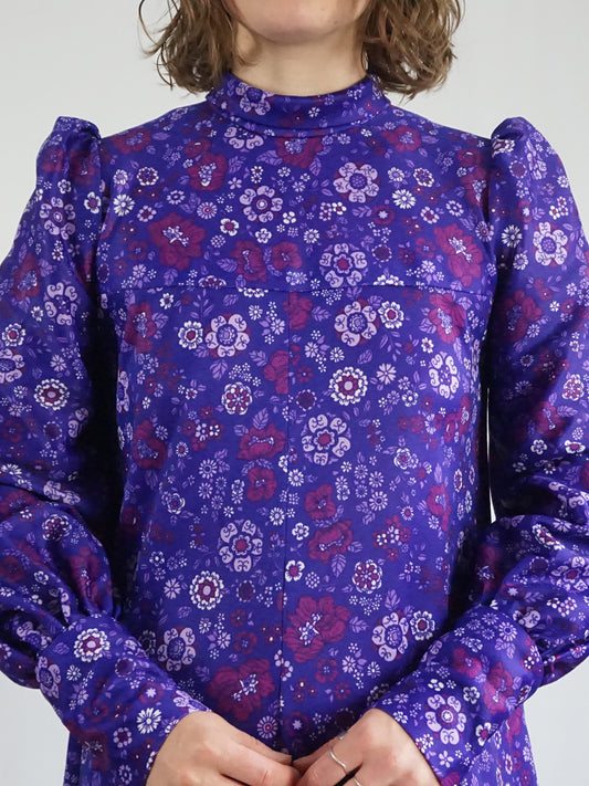 Purple Floral Maxi Dress - M