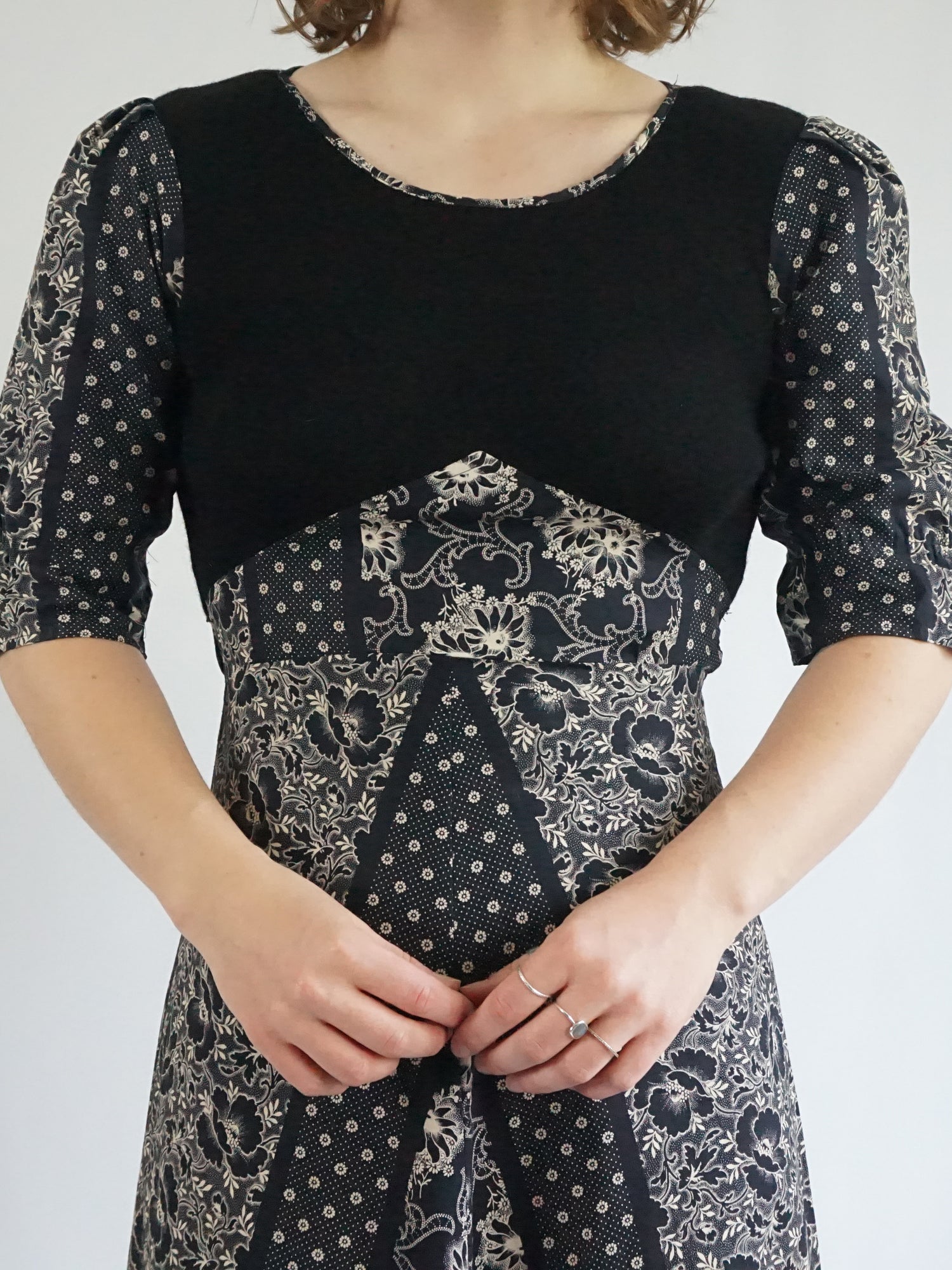 Vintage 70s Black and White Cotton Maxi Dress - S | Reloved Studio Vintage 70s Black and White Cotton Maxi Dress - S | Reloved Studio