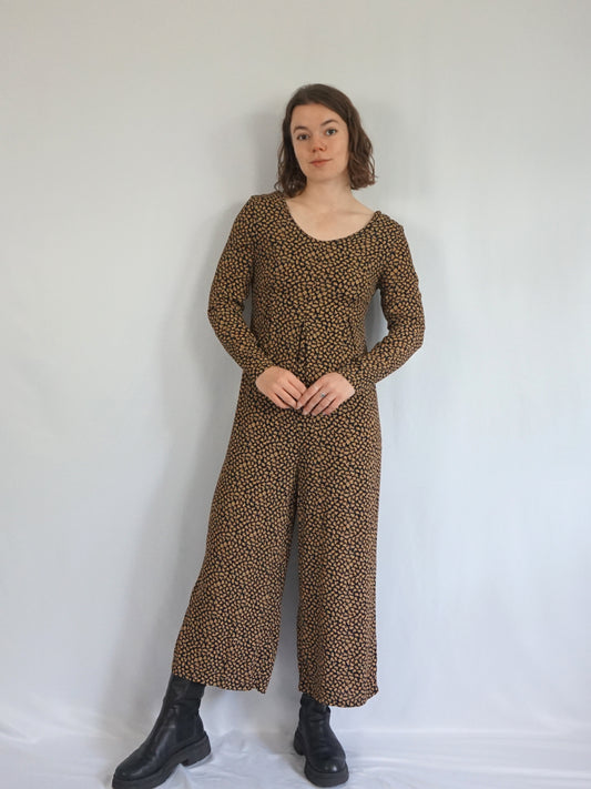 Black Floral Jumpsuit - S