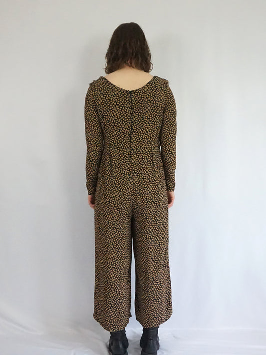 Black Floral Jumpsuit - S